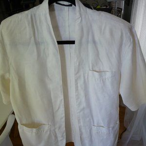 VINTAGE WOMEN ITALIAN LINEN OFF WHITE COLOR SUIT BLAZER/SKIRT SIZE 12